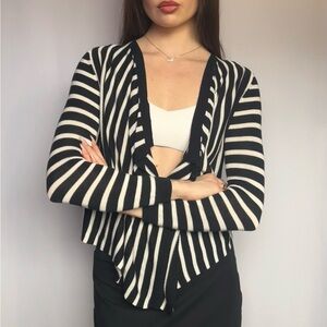 DKNY Black and White Striped Cardigan